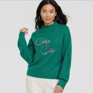 A New Day Ciao Ciao Green Sweater NWT